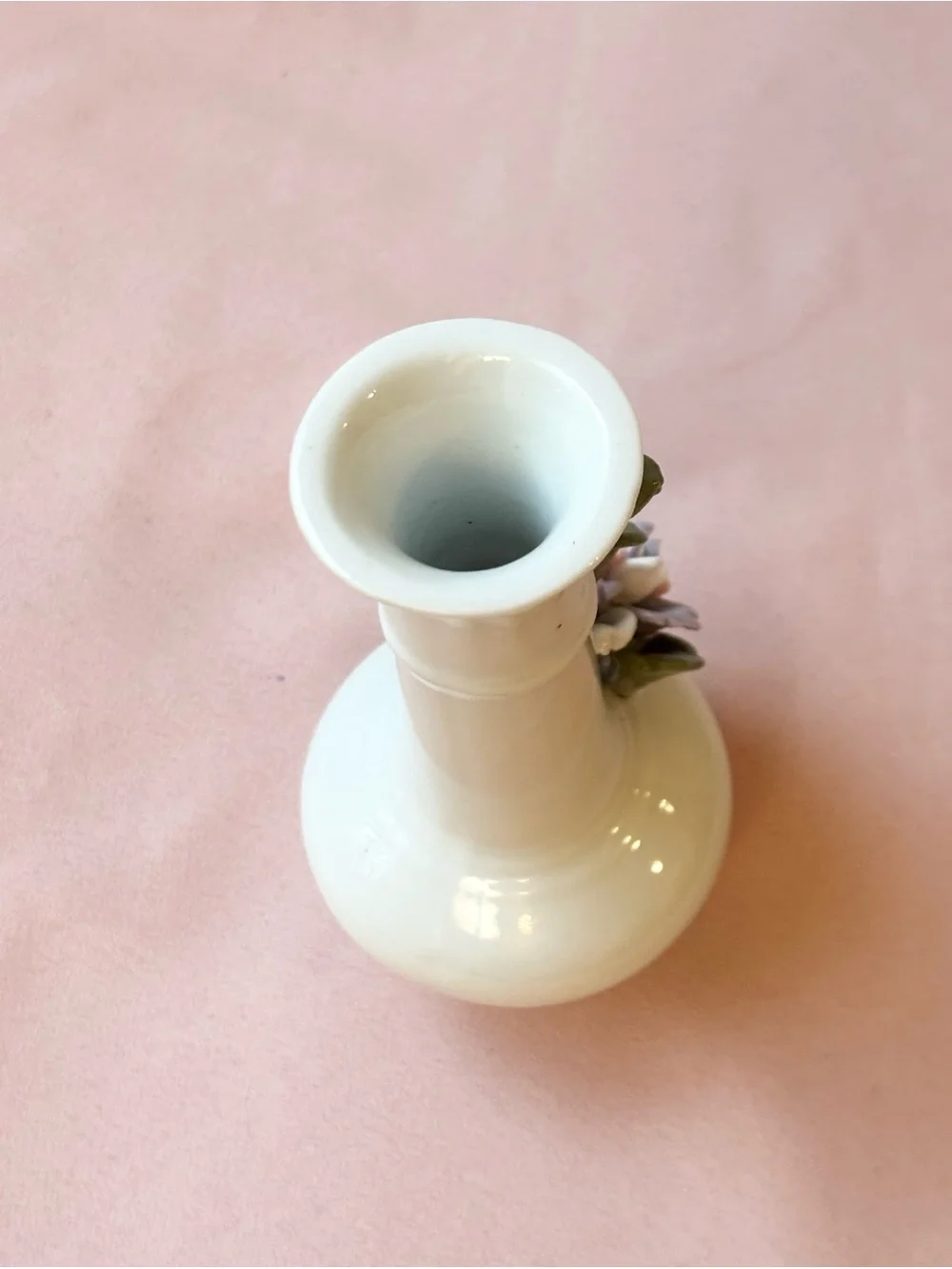 Vintage Chinese Porcelain 3D Floral Bud Vase Cottagecore Shabby Chic